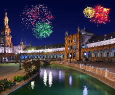 New Year&#39;s Eve at the Andaluz Palace in Seville with dinner + flamenco show + party with live music